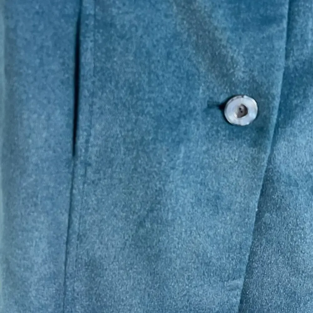 May Lai Co Overcoat Womens S-M Blue Wool Single Breasted Two Button Notch Lapel